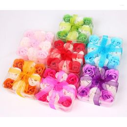 Decorative Flowers Valentine's Day Christmas Soap Flower Square Transparent Box 9 Preserved Creative Birthday Marriage Gift