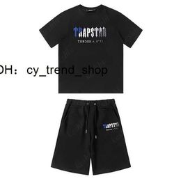 Trapstar Mens t Shirt Pants Piece Sets Designer Rainbow Towel Embroidery Decoding Tshirts Men's Black White Round Neck T-shirt 51