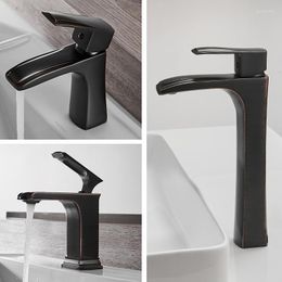 Bathroom Sink Faucets And Water European Style Basin Faucet Art Stage Waterfall Black Gold Retro