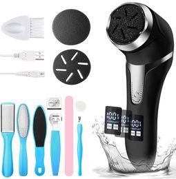 Files Electric Foot Callus Removers, Electric Foot File with 3 Grinding Head & 8 Pedicure Tools Set for Cracked Heels and Dead Skin