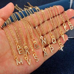 Chains 26 Alphabet Rhinestone Choker Necklace For Women Gold Color A-Z Initial Letter Crystal Pendant Fashion Jewelry Gift