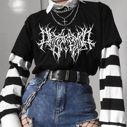 T-Shirt Gothic dark women tshirts oversize tee punk black graphic clothes kpop harajuku streetwear femme t shirt hip hop Short sleeve