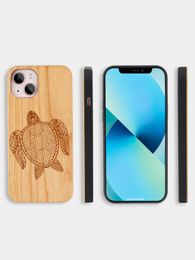 Natural Cherry Blank Wood Cell Phone Cases Bags For iPhone 11 12 13 14 Pro X Xr Xs Max Plus Ultra Slim Soft TPU Phonecase Top-sale Cellphone Mobile Phone Accessories