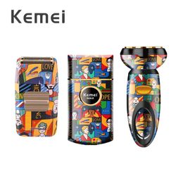 Shavers Kemei USB Fast Charging Mini Electric Men's Shaver Facial Hair Trimming Machine Portable Operation Professional Electric Razor52