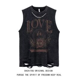 Men's Tank Tops 4 Designs Men's Vest Gothic Style Crop Top Punk Heavy Metal Cropped Casual Harajuku Demon Black Vintage Washed Summer Streetwear 230512