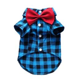 Dog Apparel Soft Clothes Casual Plaid Shirts Gentle Western Shirt For And Cat Clothing Cotton Wedding TieDog