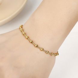Bangle Metal Smooth Ball Sparkling Stainless Steel Jewelry Exquisite Mini Gift Vacuum Gold Plating Waterproof Beaded Elastic Bracelets