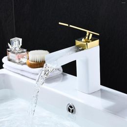 Bathroom Sink Faucets Black Basin Faucet And Cold Mixer Waterfall Vessel Taps Brush Gold