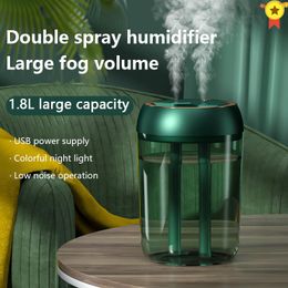 Appliances 1800ML USB Air Humidifier Double Spray Port Essential Oil Aromatherapy Diffuser Cool Mist Maker Fogger for Home Office