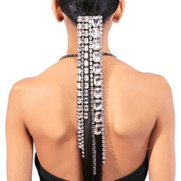 Bling Long Tassel Crystal Hairpiece Hair Clip Pin Ponytail Holder Summer New In Personalised Rhinestone Hoop Fashion Versatile Chain Female Hairdressing Jewellery