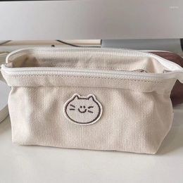 Canvas Student Big Pen Box Pouch Cartoon Dog Pencil Cases Large Portable Kawaii Bag School Storage Stationery