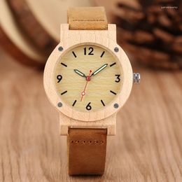 Wristwatches Maple Wood Watch Women Watches Luminous Needle Ladies Dress Clock Leather Band Casual Quartz Wristwatch Luxury Relogio