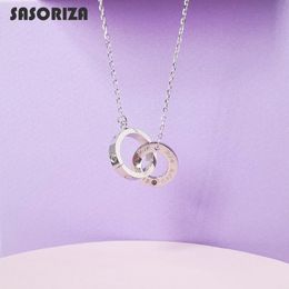 S925 sterling silver necklace for women double ring pendant simple fashion fine Jewellery