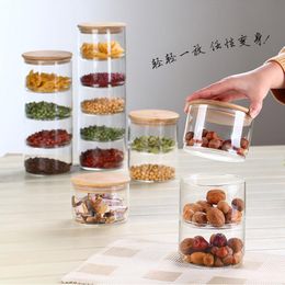 Organisation New1200 Ml 3layer Glass Can Kitchen Food Bulk Container Set for Spice Dry Fruit Storage Tank Salad Bowl Box Mason Jars with Lid