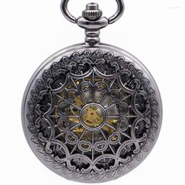 Pocket Watches 5Pcs/lot Retro Openwork Pattern Mechanical Roman Numerals Watch Classic Steampunk FOB Gift Box