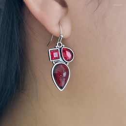 Dangle Earrings Vintage Wine Red Water Drop Stone Chic Jewellery Fine Fruit Cherry Crystal Statement Wedding Gift