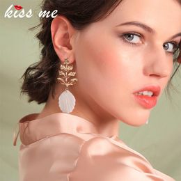 Dangle Earrings & Chandelier Kissme Seaside Style Branch Leaf Iron Sheets White Shell Drop For Women Gold Colour Fashion Accessories