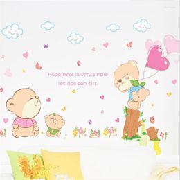 Wall Stickers Cartoon Bear Creative Diy Sticker Living Room Bedroom Decoration Anime Poster For Kids RoomsWall