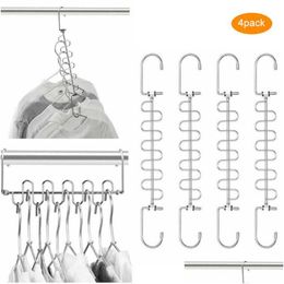 Hangers Racks 4Pcs Mtifunction Metal Clothes For Home Apartmenr Double Hook Hanger Organiser Drop Delivery Garden Housekee Organiz Dhwna