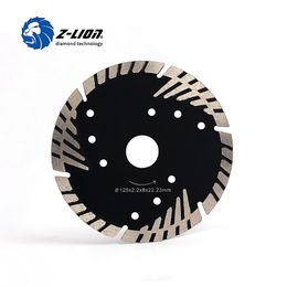 Parts ZLION 5" 125mm Diamond Saw Blade Granite Stone Cutting Segmented Turbo Teeth Slant Protection Concrete Cutting Disc