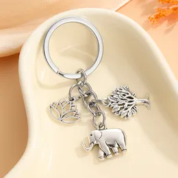 Keychain Elephant Tree Pendants DIY Men Jewellery Car Key Chain Ring Holder Souvenir For Gift