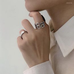 Wedding Rings Letter B Retro Chunky Big Stackable Antique Finger Silver Colour Adjustable For Women Minimalist Delicate Jewellery