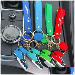 Key Rings Designer Sneaker Keychain Party Gift Cute Ring Small Pendant Anniversary Creative 3D Sports Shoes Keychains 4 Colors Drop Dhozm