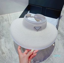 Women Spring and Summer Designer Visors Handmade Straw Woven hat Holiday Travel Sun Protection hats