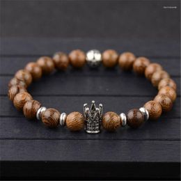 Strand Men Women Yoga Rosary Bracelet Natural Sandalwood Beads Buddhist Buddha Wood Prayer CROWN Bracelets Vintage Pulseras Jewellery