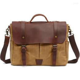 Briefcases Retro Waterproof Canvas Bag Men's Handbag Shoulder Messenger Briefcase