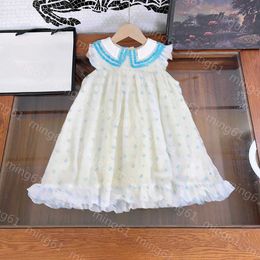 23ss summer dress dresses kids designer clothes girls Dress Doll collar embroidered chiffon dress big Girls skirts High quality kids clothes