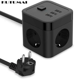 Adaptors Power Strip 3USB Travel Smart Power cube Thief Tee TYPEC Socket Adapter Outlet Multiple EU Plug with Wall Terminal Cube Charger