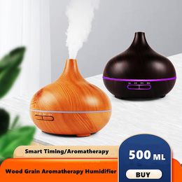 Appliances 500ml Air Humidifier Aromatherapy Essential Oil Diffuser Ultrasonic Mist Maker Humificador Remote Control Grain LED Night Lamp