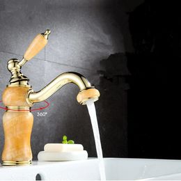 High-end Faucet Bathroom Faucet European Natural Jade Copper Faucet Water Grifo Sink Tap Bathroom Accessories