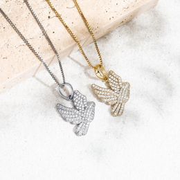 Lockets Sterling Silver Bling Out Swallow Bird Pendants Necklaces For Women Men Charm Jewellery Gift Drop LocketsLockets
