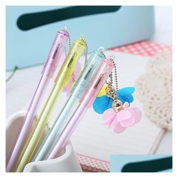 Gel Pens 1Pc Creative Fabric Silk Flower Pendant Pen Cute Student Water Asian School Supplies Office Accessories Staionary Sets Drop Dhfpt