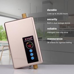 Heaters 5500W Digital Electric Water Heater Instantaneous Tankless Water Heater Kitchen Bathroom Faucet Shower Fast Heating Water 220V