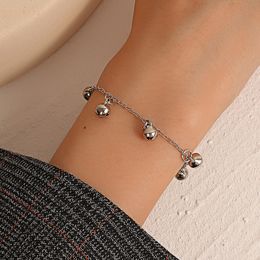 Silver Color Bell Charm Bracelets for Women Girls Student Round Bead Chain Bracelet Best Friendship Jewelry