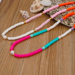 Pendant Necklaces YASTYT Heishi Beads Choker Jewellery Colourful Fashion Bohemian Native Polymer Clay Freshwater Pearl Necklace For Women