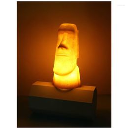 Night Lights Moai Led Light House Ambience Lamp Battery Charging Desk Home Decoration Table Birthday Gift