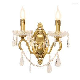 Wall Lamps Retro Copper Lamp Luxury Crystal Sconce Living Room Decoration Candle Indoor Lighting Gift Lampara