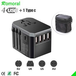 Adaptors 4USB Universal Travel adapter Type C universal power adapter for travel Plugs Converter for EU US UK AU travel charger