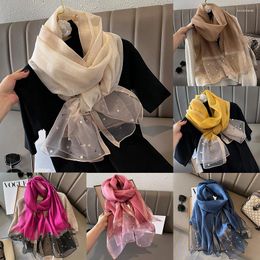 Scarves 190 75cm Brand Summer Women Scarf Fashion Quality Soft Silk Female Shawls Foulard Beach Cover-Ups Wraps Bandana