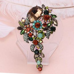 Brooches FARLENA Jewellery Luxury Multicolor Crystal Flowers Large Brooch Pins For Women Party Dress Accessory Vintage Rhinestones