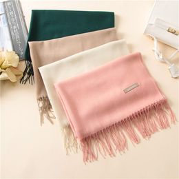 Solid Colour Pashmina Cashmere Shawls Women Luxury Plain Wedding Stoles Female Fashion Foulard Party Cashmere Scarf 12Colors2601