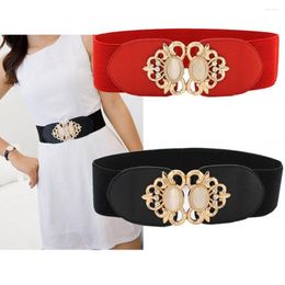 Belts Women Stretch Casual Elastic Ladies Dress Cummerbund Wide Waist Belt Retro Buckle Waistband Wild Skirt Bands