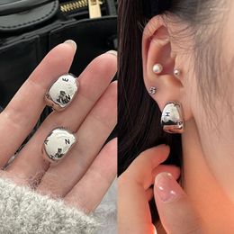 Backs Earrings Korean Geometric C-shaped Ear Clip Silver Plated Letter No Piercing For Women Girls Simple Cuff Party Jewelry