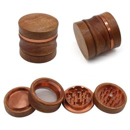 Wooden Manual Herb Grinder Creative Household Smoking Accessories Aluminium Alloy Tobacco Grinders