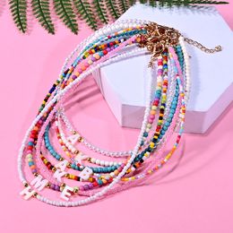 Bohemia Beaded Choker Necklace For Women Short Boutique DIY A-Z Letter Shell Pendant Female Neck Chains Bead Party Jewellery 2021