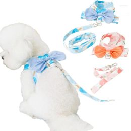 Dog Collars Mesh Bow Harness Sweet Pet Vest Leash Set Puppy Cat Harnesses Vests For Small Outdoor Walking Collar